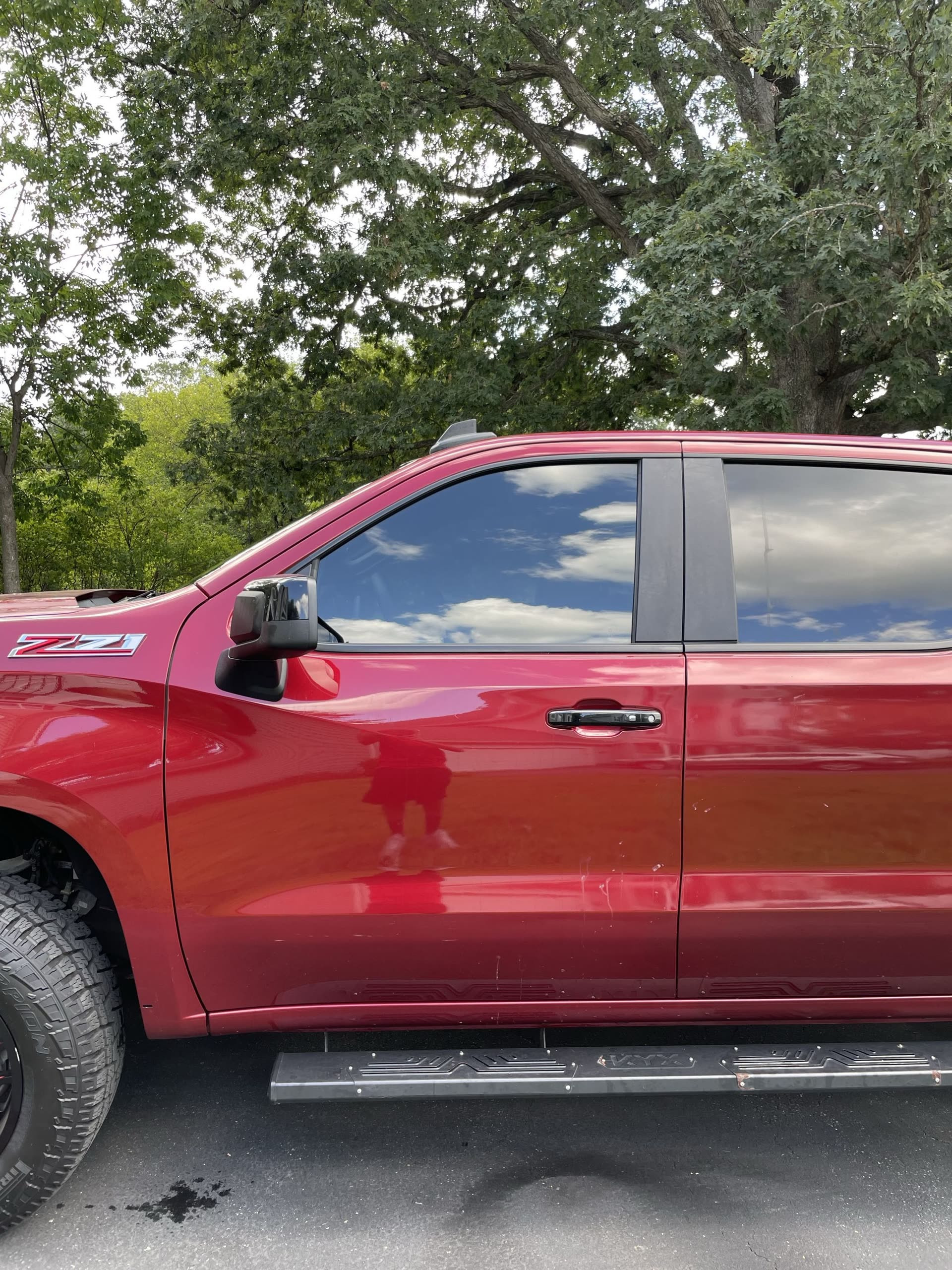 Silverado with tint ready for removal service